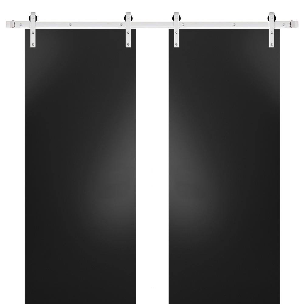 Assemble Required 0010 60 in. x 80 in. Flush Black Finished Wood Sliding Barn Door with Hardware Kit Stailess price history on PriceWatchPro