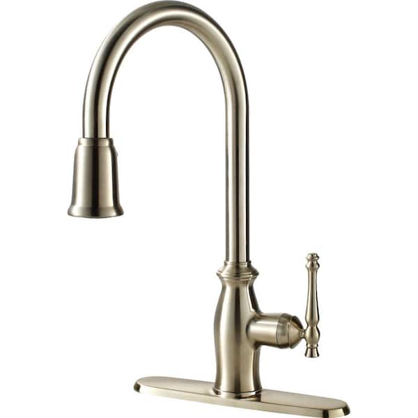 Ultra Faucets Traditional Collection Single-Handle Pull-Down Sprayer Kitchen Faucet in Stainless Steel