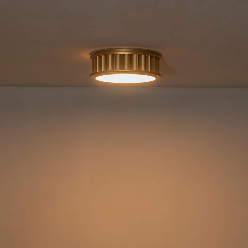 36-Watt 13.48 in. Drum Modern Gold Integrated LED Flush Mount Round Ceiling Light with Striped Acrylic Shade price history on PriceWatchPro