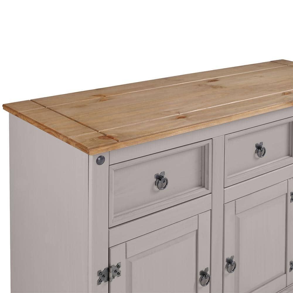 Cottage Series Gray and Honey Pine Wood Buffet Sideboard
