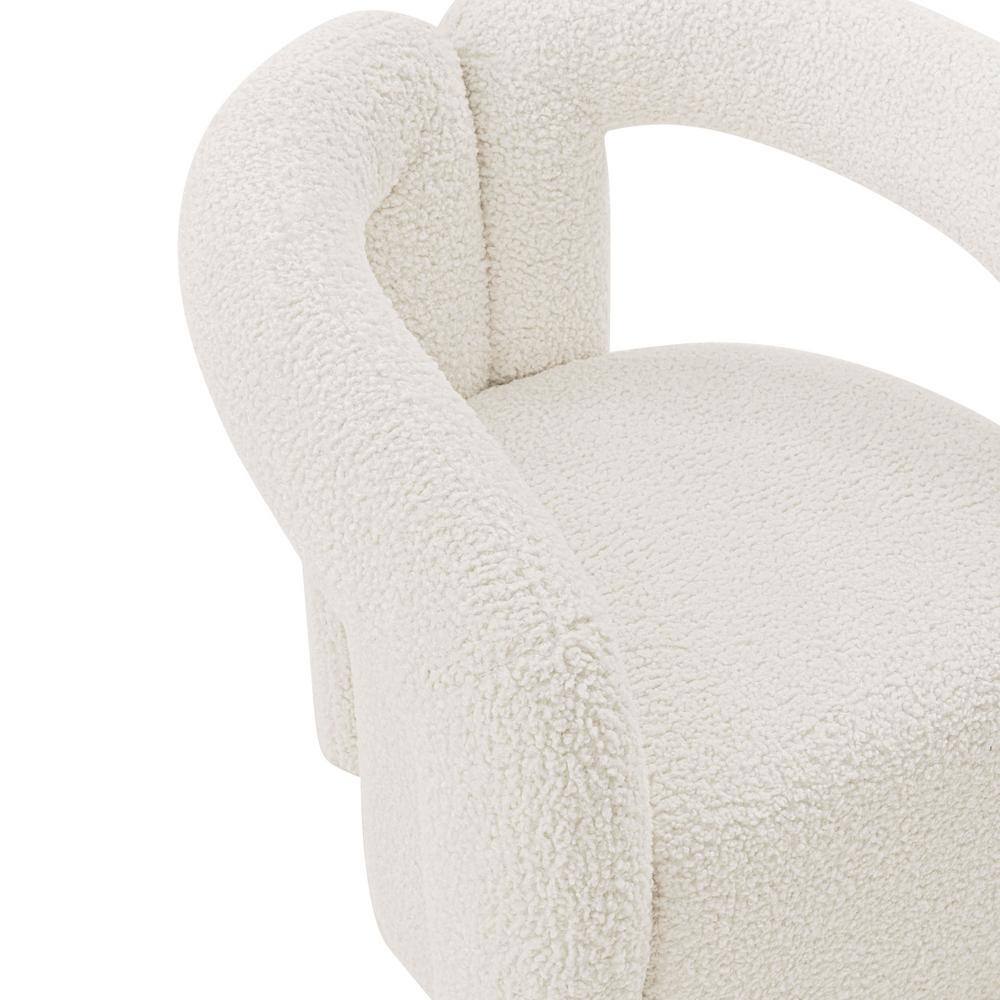 Cream Boucle Upholstered Modern Accent Chair with Pine Wood Frame