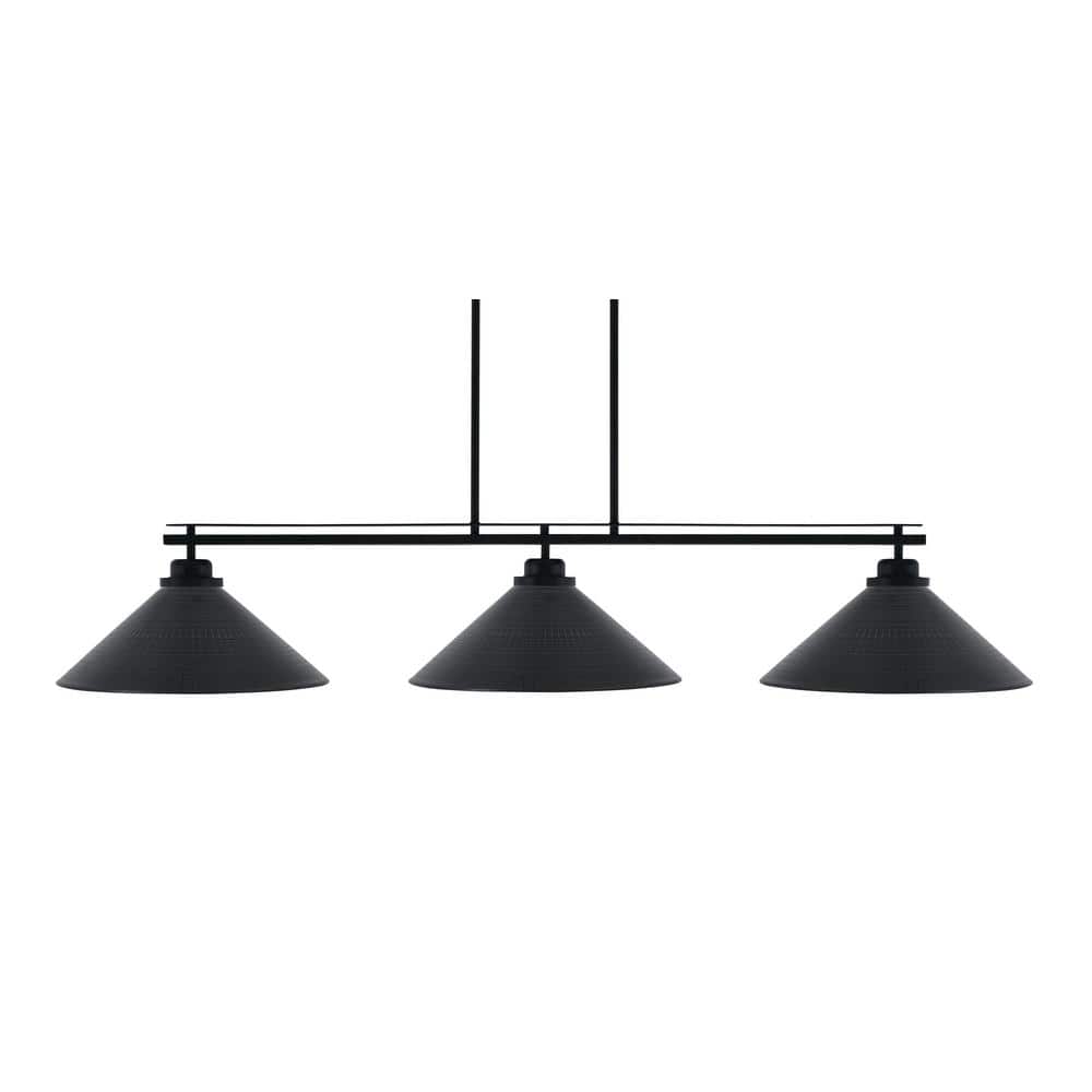 Monroe 3-Light Billiard Light, Round Fitter, Matte Black Finish, 16 in. Bla