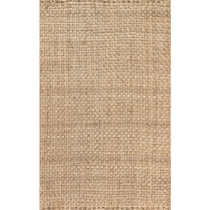 Natural 5 ft. x 8 ft. Estera Hand Woven Boucle Chunky Jute Area Rug