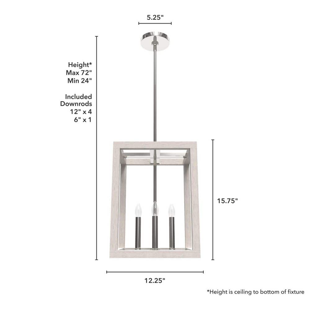 Squire Manor 4-Light Distressed White Chrome Pendant