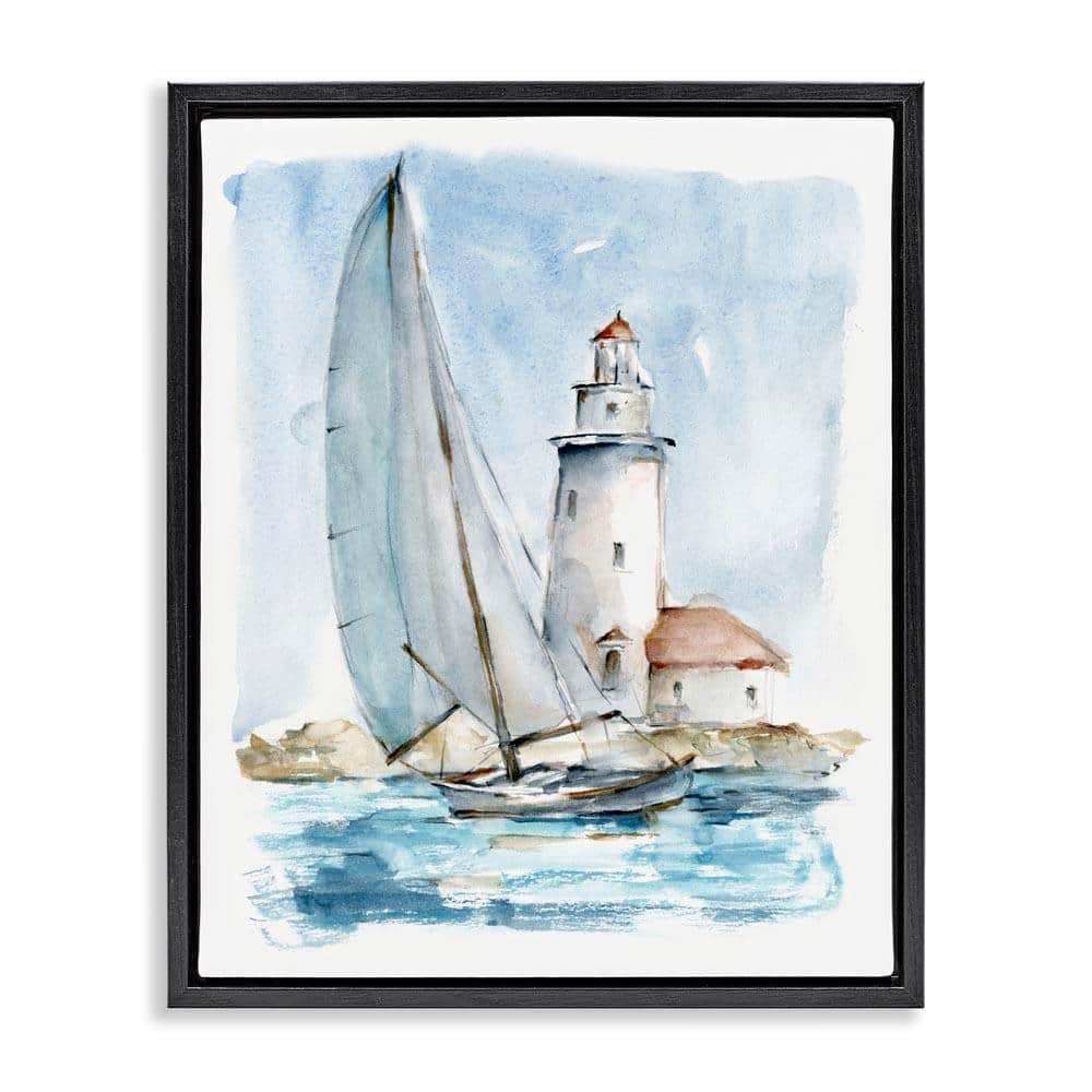 Stupell Industries Nautical Sailboat & Lighthouse by Ethan Harper Black ...