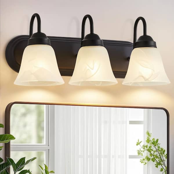 Modern 17.5 in. 3 Light Bathroom Vanity Lights, ‎Black Wall Lamp Vanity Lights Apply for Mirror Living Room