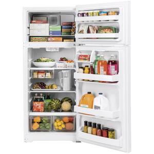 28 in. 17.5 cu. ft. Top Freezer Refrigerator in White with LED Light Type, Reversible Door Hinge