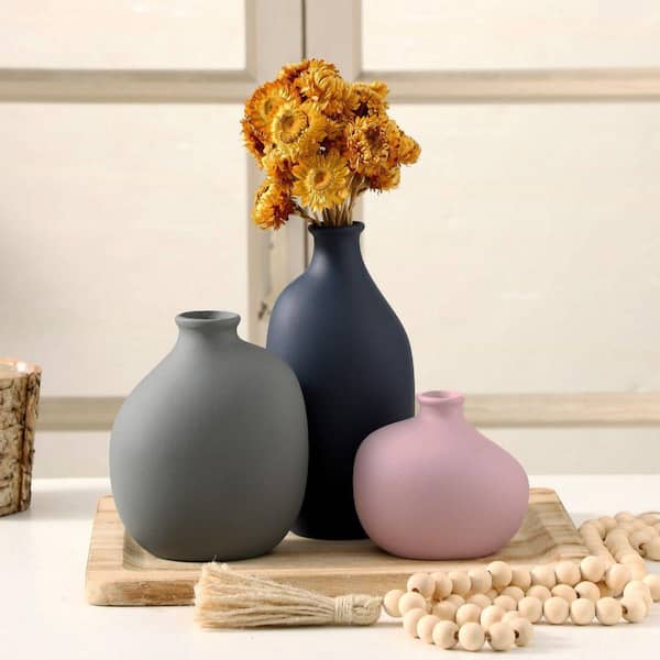 7.5 in. Multi-Colored Ceramic Bottle Decorative Vase TN0159 - The
