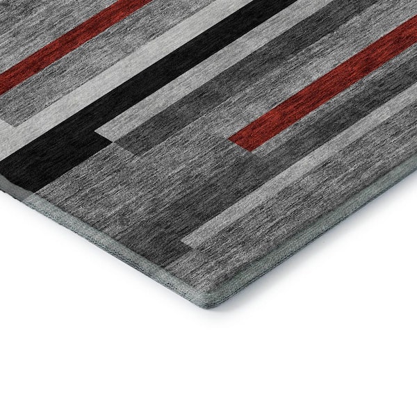 Mayfield Premium Machine Washable Abstract AMF956 Gray 8 ft. x 10 ft. Area Rug