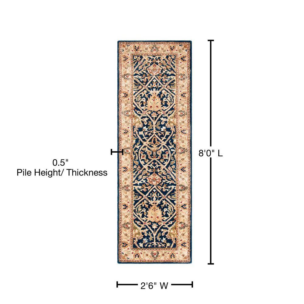 Persian Legend Blue and Gold Hand-Tufted Wool Runner Rug