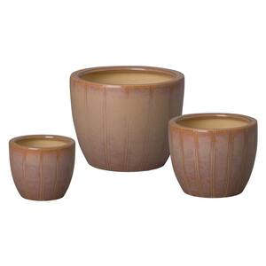 Round Mauve Ceramic Planters (Set of 3)