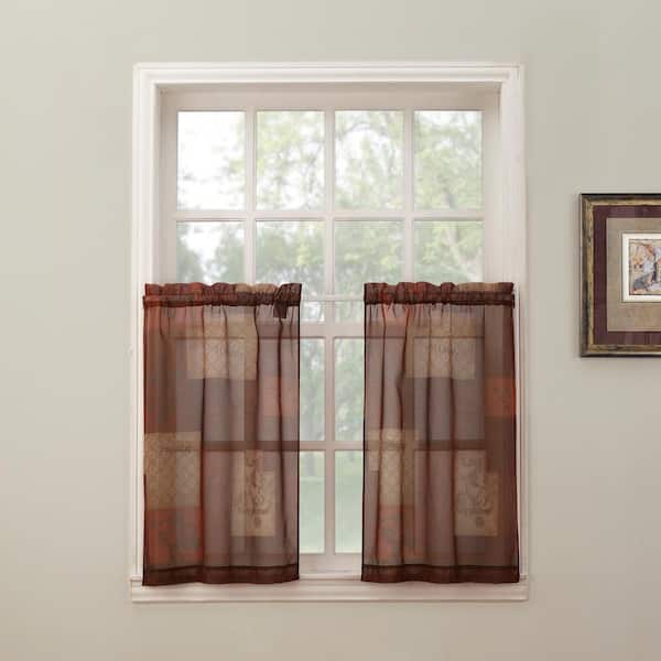 LICHTENBERG Multi Colored Watercolor Textured Rod Pocket Sheer Curtain - 56 in. W x 36 in. L