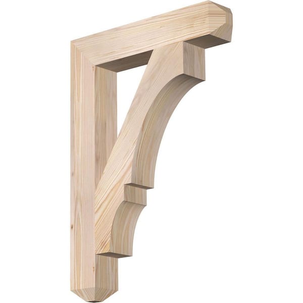 Ekena Millwork 3.5 in. x 28 in. x 20 in. Douglas Fir Balboa Craftsman Smooth Bracket