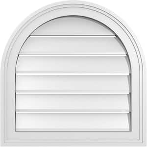 20 in. x 20 in. Round Top Surface Mount PVC Gable Vent: Functional with Brickmould Frame