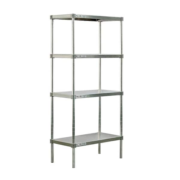 New Age Industrial 4-Shelf Aluminum Solid Top Style Adjustable Shelving