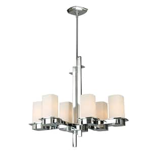 Vlacker 6-Light Chrome Chandelier with Frosted Opal Glass Shades