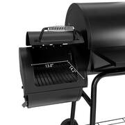 Charcoal Grill with Offset Smoker and Side Table in Black plus a Cover