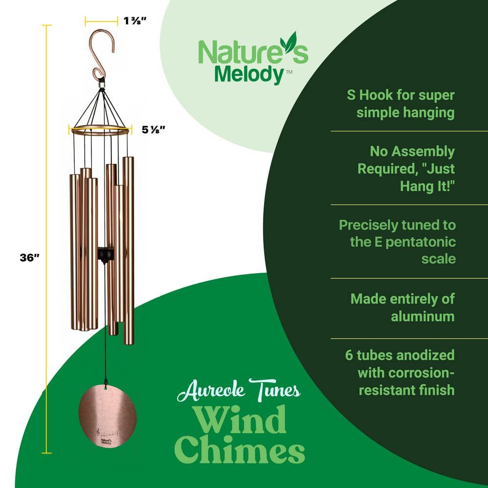 Nature's Melody 36" Rose Gold Aluminum Outdoor Wind Chimes