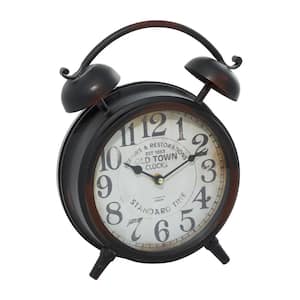 Black Metal Analog Clock with Bell Style Top