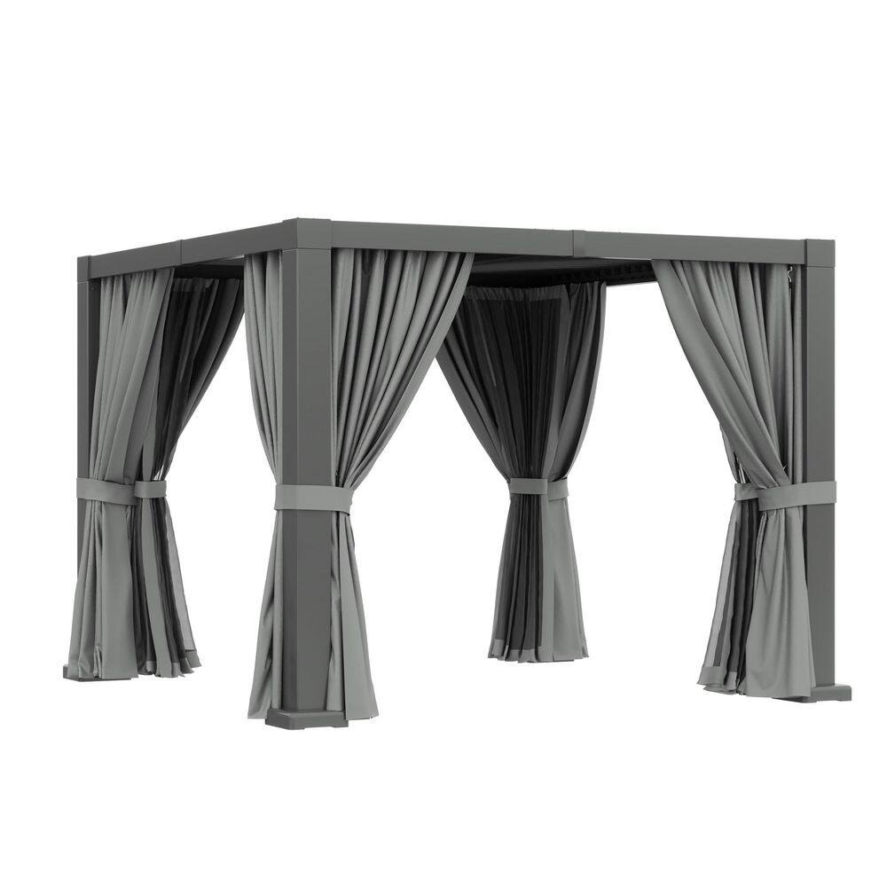 10 ft. x 10 ft. Louvered Aluminum Pergola with Curtains and Netting in Metallic Gray price history on PriceWatchPro