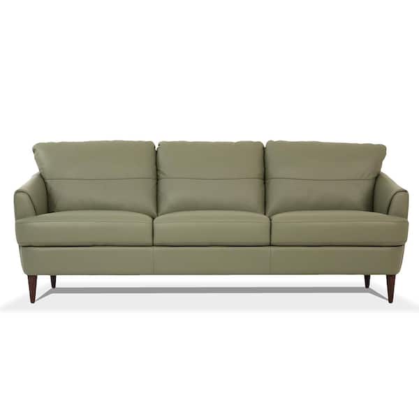 Acme Furniture Helena 36 in. W Flared Arm Leather Lawson Straight Sofa in Green