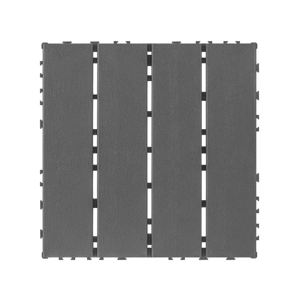 1 ft. x 1 ft. Upgraded Outdoor Patio Plastic Interlocking Deck Tiles, Garage Floor Tiles in Dark Gray 1 (44-Per Case) price history on PriceWatchPro