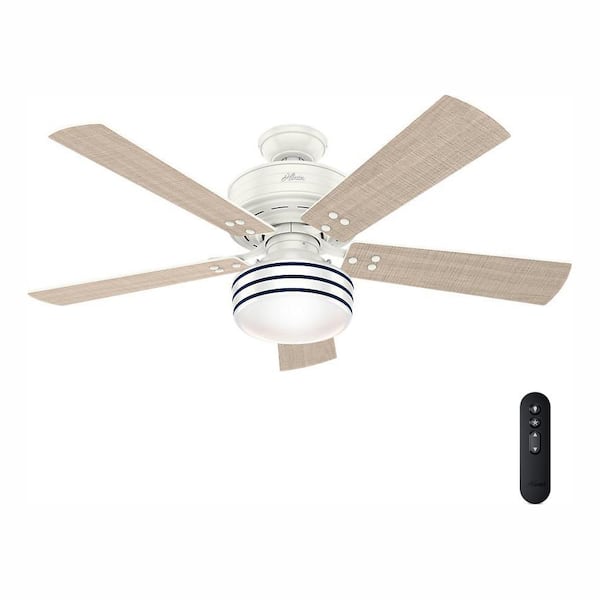 Hunter Cedar Key 52 in. Indoor/Outdoor Fresh White Ceiling Fan with Light Kit and Handheld Remote Control