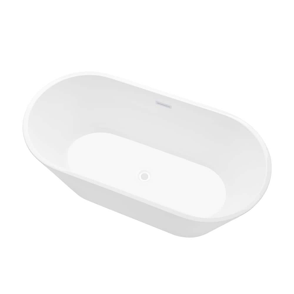 Iris 59" Pure White Freestanding Acrylic Bathtub