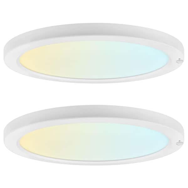 12 in. Flush Mount Integrated LED Light, 5CCT, Photocell Sensor, Bi-Level PIR Motion Detection, 2000LM, 24W, ETL 2 Pack