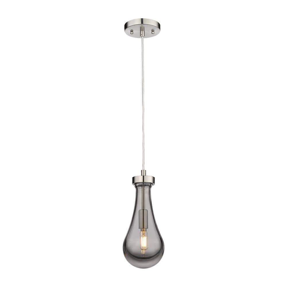 Owego 100-Watt 1-Light Satin Nickel Shaded Pendant Light Tinted Glass Shade price history on PriceWatchPro