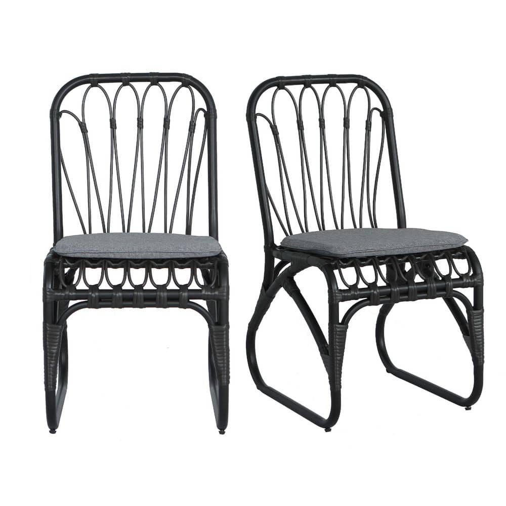 Wicker Outdoor Dining Chair with Gray Cushions (2-Pack) for Backyard, Poolside, Garden price history on PriceWatchPro