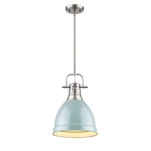 Duncan 1-Light Pewter 8.8 in. Pendant with Sea Foam Shade