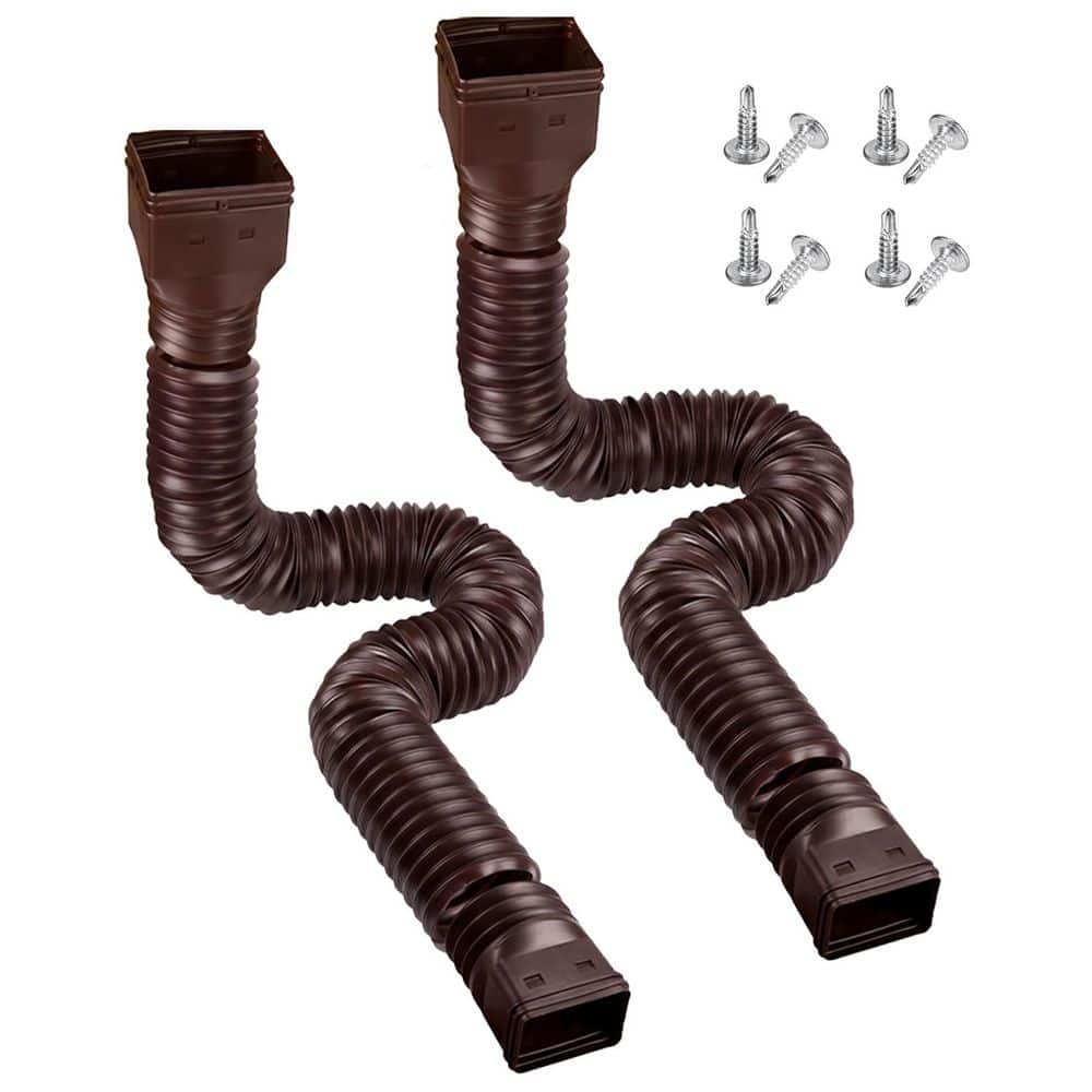 21-58 in. Brown Plastic PE Flexible Downspout Extension with ABS
