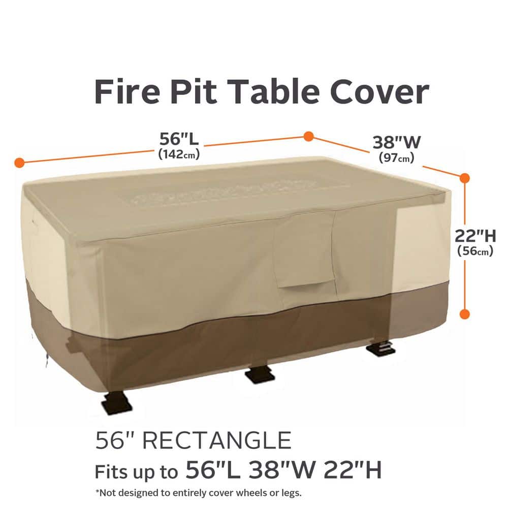 Veranda Beige and Brown Polyester Fire Pit Table Cover