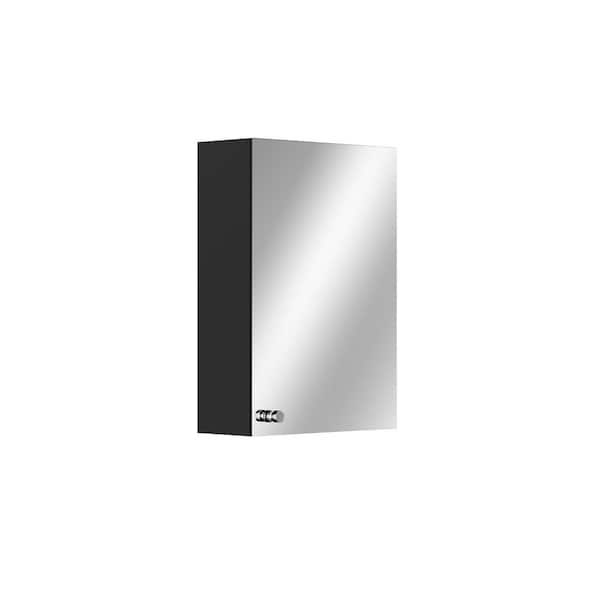 Modern 14 in. W x 20 in. H Black Frameless Rectangular Iron Medicine Cabinet with Mirror