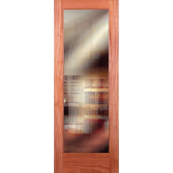 Feather River Doors 24 in. x 80 in. Reed Woodgrain 1 Lite Unfinished Mahogany Interior Door Slab