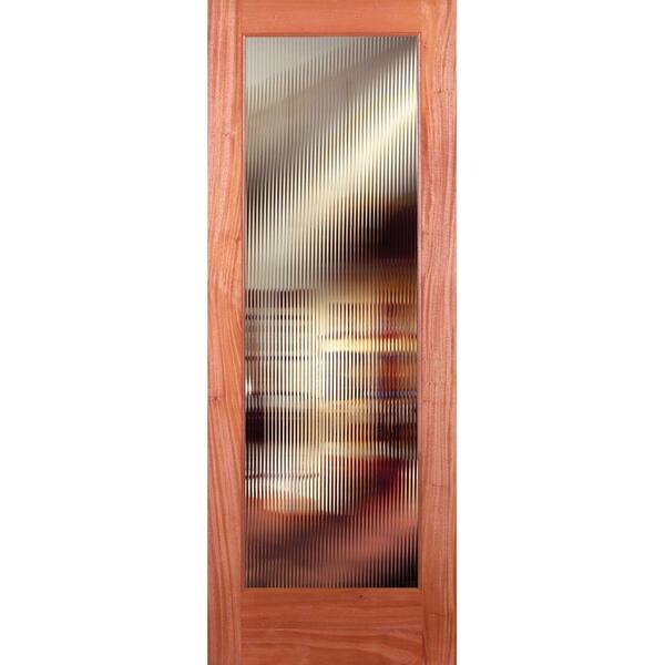 Feather River Doors 30 in. x 80 in. Reed Woodgrain 1 Lite Unfinished Mahogany Interior Door Slab