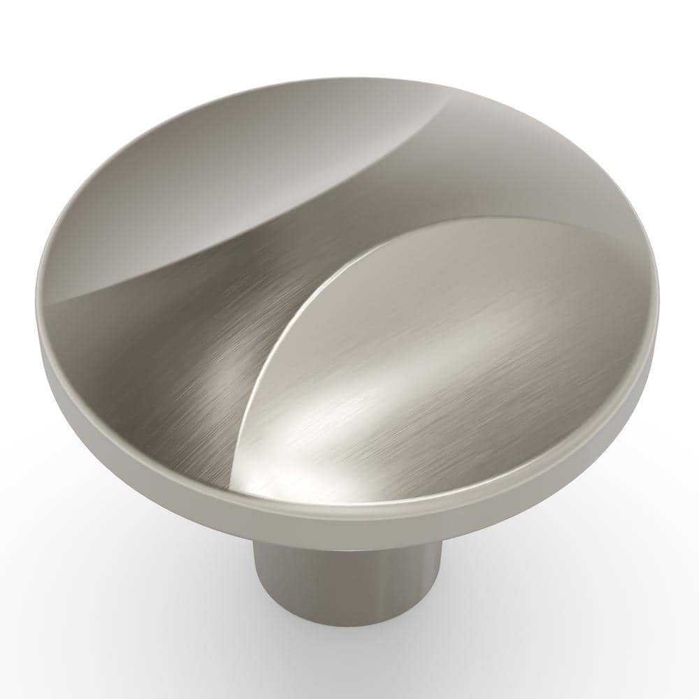 Satin Nickel Round Cabinet Knob with Mounting Hardware