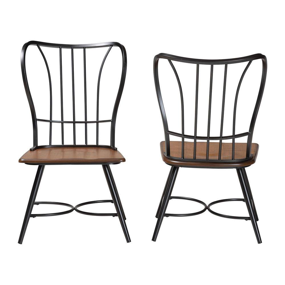 Longford Black Metal and Wood Dining Chair Set