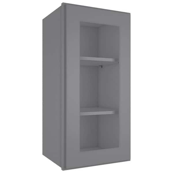 HOMEIBRO 15 in. W X 12 in. D X 30 in. H in Shaker Gray Plywood Ready to Assemble Wall Kitchen Cabinet with 1-Door 3-Shelves