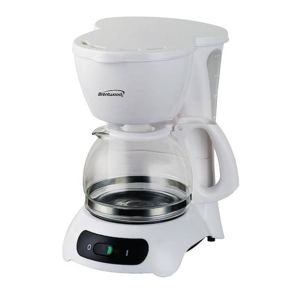 Brentwood 4-Cup White Coffee Maker with Warming Plate 98594442M - The Home  Depot