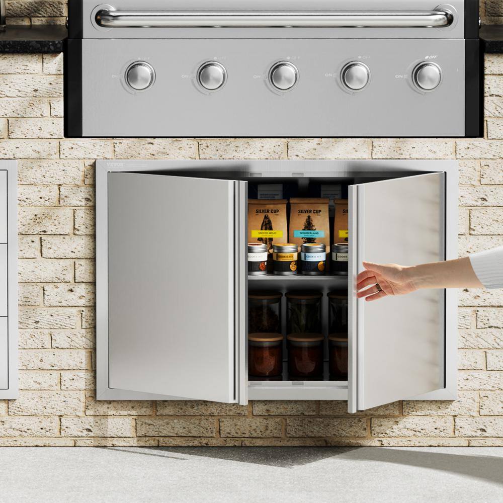 Stainless Steel Double Outdoor Kitchen Access Door, 36x24 Inch