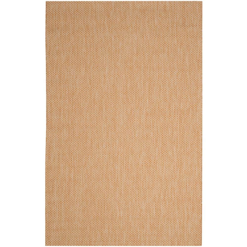 SAFAVIEH Courtyard Natural/Cream 4 ft. x 6 ft. Solid Indoor/Outdoor