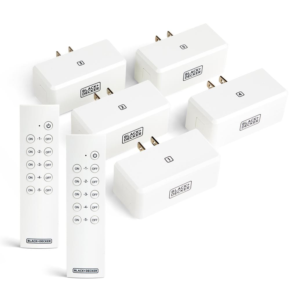1 Amp to 15 Amp Plug-In Indoor Wireless Remote Control System with 5 Smart Adapters Grounded and 2 Remotes, White price history on PriceWatchPro