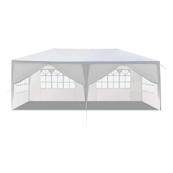 10 ft. x 20 ft. White Outdoor Wedding Party Tent, Garden Gazebo Canopy Marquee Parking Shed with 6 Removable Sidewalls