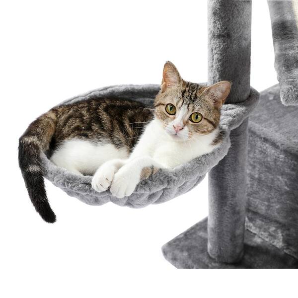 Foobrues Gray Cat Tree Multi-Level Cat Tower with Sisal Covered