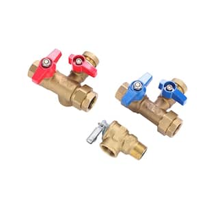 3/4 in. Universal Brass Tankless Water Heater Isolation Valve Service Kit with Pressure Relief Valve
