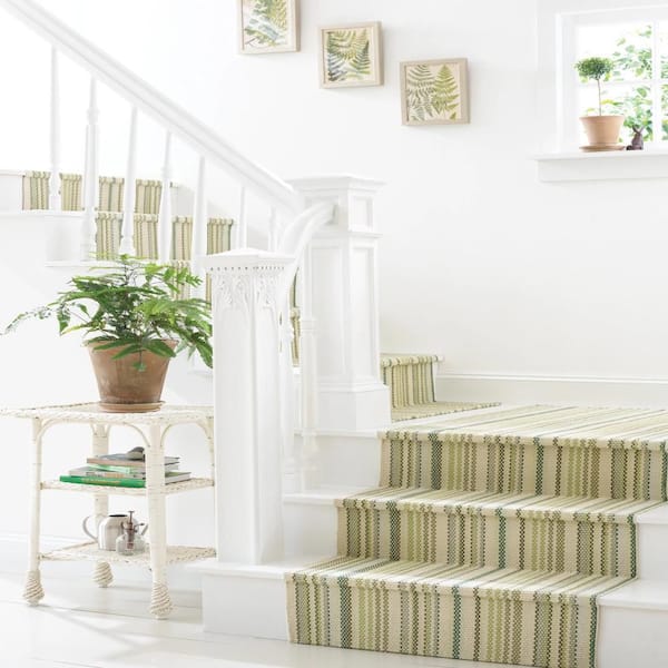 Oslo Stripe Handwoven Cotton Green 9 ft. x 12 ft. Indoor Area Rug