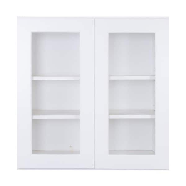 Lakewood Cabinets Shaker Ready to Assemble 24x36x12 in. Plywood Wall Cabinet with 2 Soft Close Open Frame Doors for Glass Insert in White