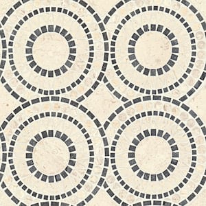 Solis Circle 14 in. x 14 in. Honed Myra Beige/Basalt Marble Mosaic Tile (7.05 sq. ft./Carton)